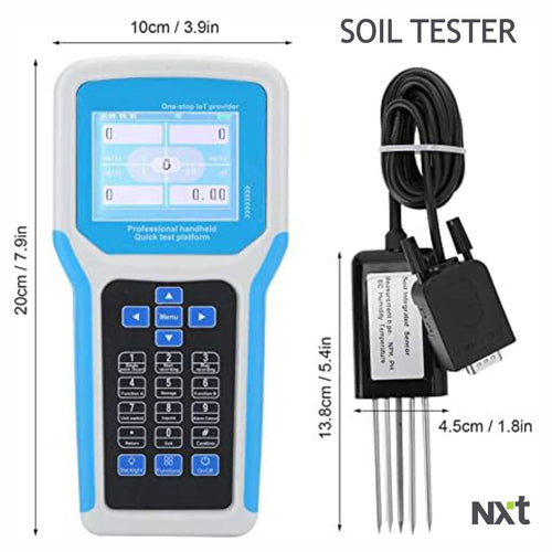 "Soil Tester 7-in-1 Digital Soil Analyzer: Measures Nitrogen (N), Phosphorus (P), Potassium (K), EC, pH, Temperature (°C/°F), and Moisture. High-Precision Probe for Professional Gardening and Lawn Care."