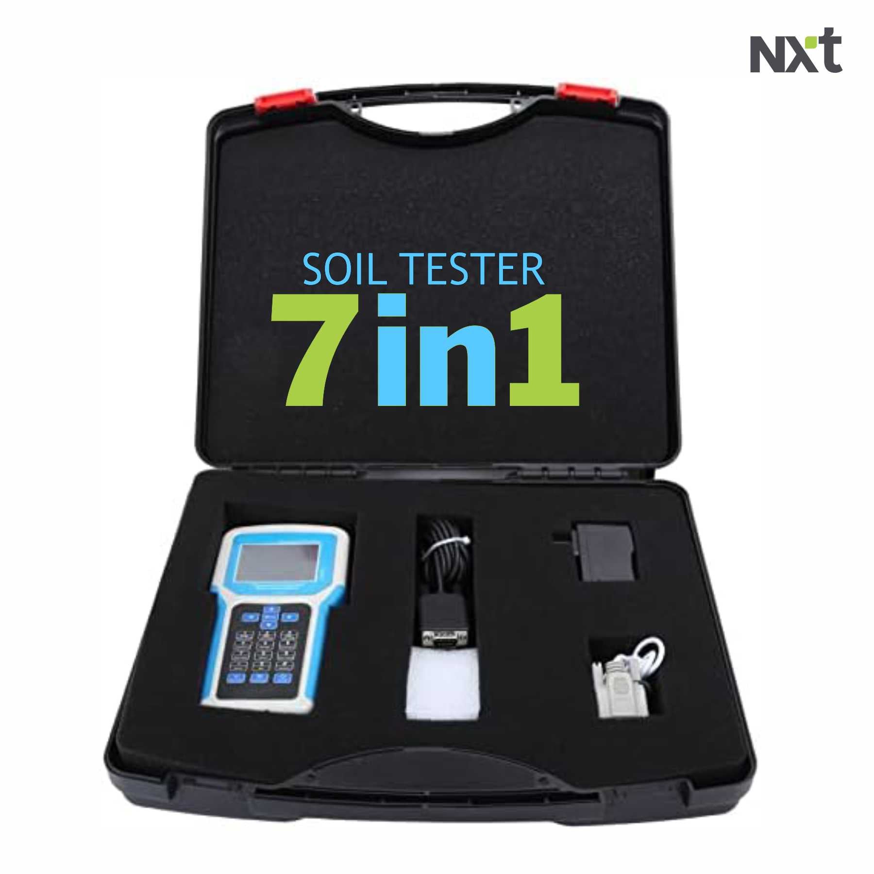 "Soil Tester 7-in-1 Digital Soil Analyzer: Measures Nitrogen (N), Phosphorus (P), Potassium (K), EC, pH, Temperature (°C/°F), and Moisture. High-Precision Probe for Professional Gardening and Lawn Care."